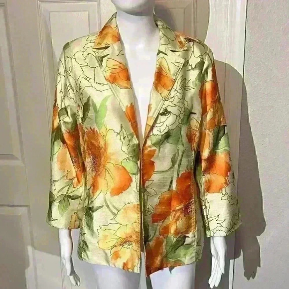 Susan Graver Jacket Blazer Womens Small Colorful Pockets Floral - Picture 1 of 13